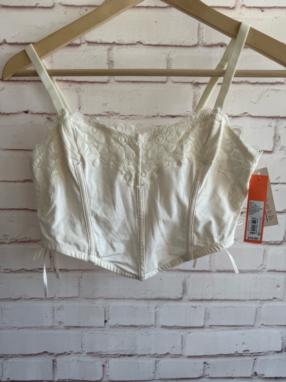 Women's Lace-Trim Ivory Bustier Top